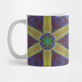 Mosaic Kaleidoscope Flower Blue Yellow and Orange Mug